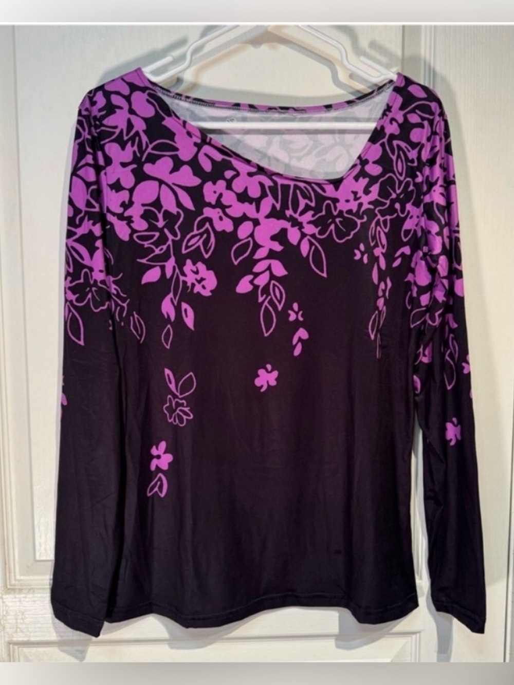 NWOT Black Asymmetric Neck Long sleeved Top